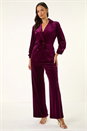 Burgundy Dusk Double Breasted Velvet Blazer, Image 2 of 5
