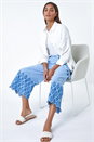 Blue Gingham Cotton Broderie Cropped Trousers, Image 1 of 5