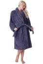 Grey Camille Lingerie Grey Supersoft Fleece Jaquard Bathrobe, Image 4 of 5