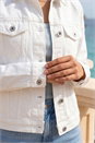 White Petite Bleached Denim Jacket, Image 4 of 4