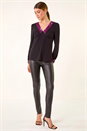 Fuchsia Shimmer Sequin V-Neck Top, Image 2 of 5