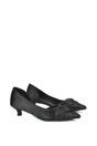 Black XY LONDON Black 'Freya' Pointed Toe Kitten Low Heel Classic Bridal Shoe Pumps, Image 3 of 6