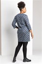 Navy  Curve Check Print Zip Shift Dress, Image 2 of 4