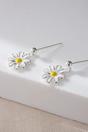 White Sterling Silver Daisy Drop Earrings, Image 3 of 3