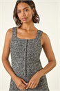 Black Printed Button Pinafore Dress, Image 5 of 7