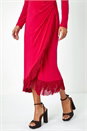 MAGENTA Tassel Trim Stretch Wrap Dress, Image 5 of 6