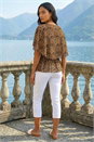 Tan Animal Print Mesh Overlay Top, Image 3 of 4