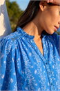 Blue Petite Floral Button Up Blouse, Image 4 of 4