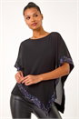 Purple Sequin Hem Overlay Stretch Top, Image 1 of 5