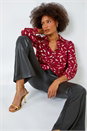 Wine Dusk Metallic Feather Print Shirt , Image 2 of 6