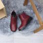 Burgundy AJVANI Burgundy Low Wedge Comfort Ankle Chelsea Boots, Image 4 of 6