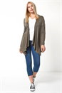 Khaki Waterfall Front Jersey Cardigan, Image 2 of 5