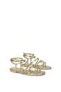 Gold XY LONDON Gold Flat Gladiator Strappy Sandals With Open Toe, Image 3 of 6