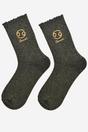 Black Embroiderd Cancer Zodiac Glitter Socks, Image 2 of 4