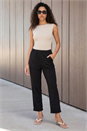 Black Petite Turn Up Trouser, Image 2 of 4