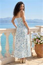 Blue Petite Print Crochet Midi Dress, Image 3 of 4