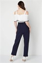 Navy  Cold Shoulder Frill Detail Jumpsuit, Image 2 of 4