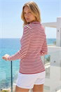 Red Stripe Collar Knit Top, Image 3 of 4