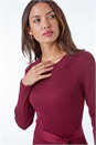 Wine Belted Knitted Midi Dress, Image 4 of 5