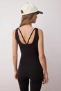 Black Double-Layer Padded V-Neck Longline Sports Bra, Image 3 of 3