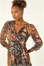 Brown Animal Print Hanky Hem Dress, Image 4 of 5