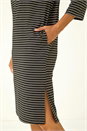 Black Stripe Jersey Stretch T-Shirt Dress, Image 5 of 5