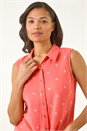 Coral Embroidered Tie Front Blouse, Image 4 of 5
