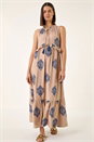 Mocha Embroidered Tie Front Maxi Dress , Image 2 of 5