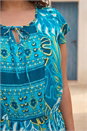 Blue Curve Tropical Tie Neck Dress, Image 4 of 4
