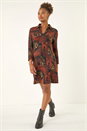 ORANGE Patchwork Print Shift Dress, Image 1 of 5