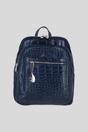 Navy Real Leather Backpack with Multiple Pockets and Gold-Tone Hardware, Image 1 of 4