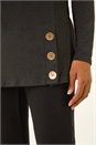 Black Cowl Neck Buttoned Top, Image 5 of 5