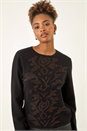 Black Glitter Embossed Knit Top, Image 1 of 5