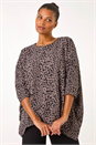 Brown Animal Print Batwing Stretch Top, Image 4 of 5
