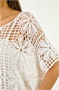 White Floral Crochet Knit Top, Image 6 of 6