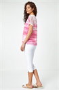 PINK Stripe Print Mesh Overlay Top, Image 3 of 5