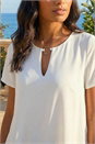 Ivory  Ring Front Chiffon Overlay Top, Image 4 of 4