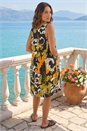 Green Petite Leaf Print Scoop Neck Dress, Image 3 of 4