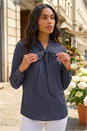 Navy Polka Dot Tie Neck Top, Image 1 of 4