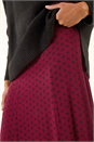Burgundy Ditsy Floral Print Stretch Midi Skirt, Image 5 of 7
