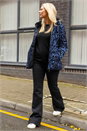 Blue Animal Print Flocked Hooded Coat, Image 3 of 4