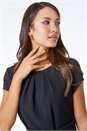 Black Pleat Detail Smart Stretch Dress, Image 4 of 5