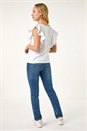 White Dusk Ruffle Detail Stretch T-Shirt, Image 3 of 5