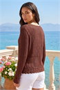 Chocolate Light Ribbed Knit Cardigan, Image 2 of 4