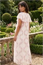 Light Pink Floral Frill Flutter Sleeve Dress, Image 2 of 4