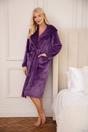 Purple Camille Lingerie Purple Supersoft Fleece Ribbed Collar Robe, Image 4 of 7