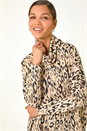 Cream  Animal Print Cowl Neck Tunic, Image 2 of 5