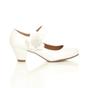 White AJVANI White Mid Block Heel Mary Jane Comfort Court Shoes, Image 2 of 6