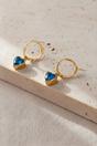 Blue Gold CZ Heart Huggie Hoops, Image 1 of 2
