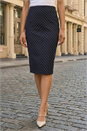 Navy  Chevron Pencil Skirt, Image 2 of 4